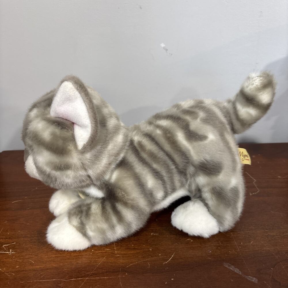 Aurora Miyoni Tots Gray White Striped Tabby Kitty Cat Plush Stuffed Animal Toy - Picture 2 of 9